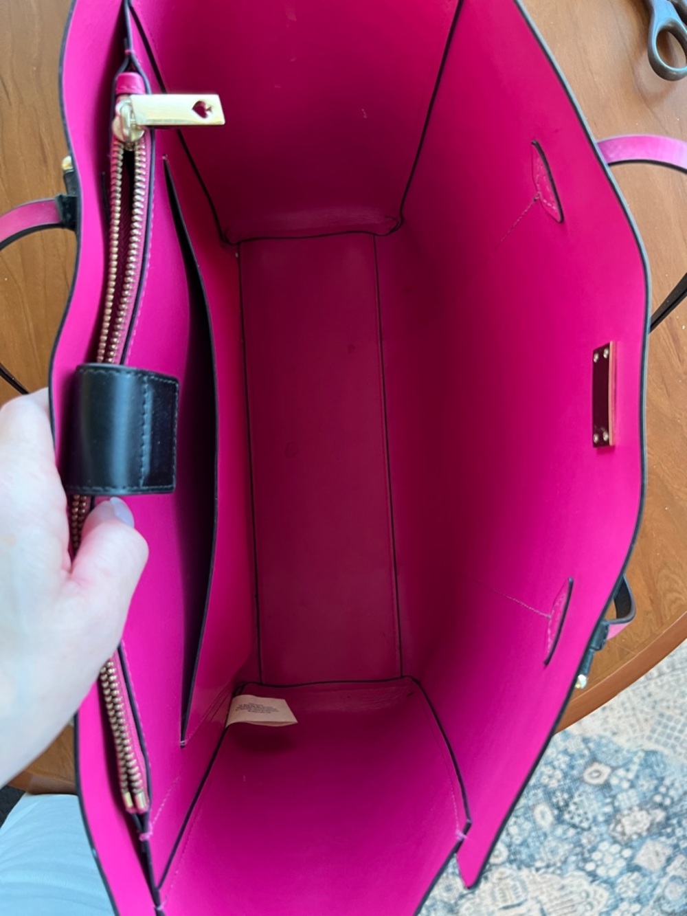 kate spade Black Leather Tote with Pink-Trim Handles - Picture 4 of 5